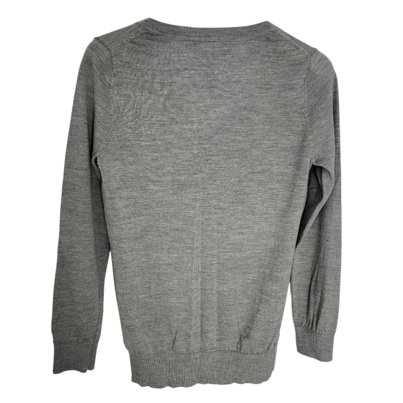 BANANA REPUBLIC gray extra-fine merino wool V-neck sweater medium - Picture 6 of 12